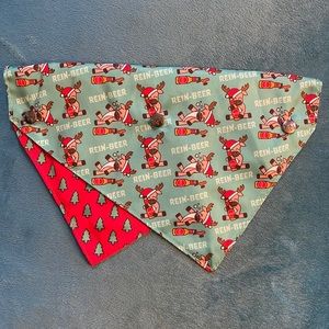 Reversable Christmas tree/ Rein-beer Holiday Bandana. Small